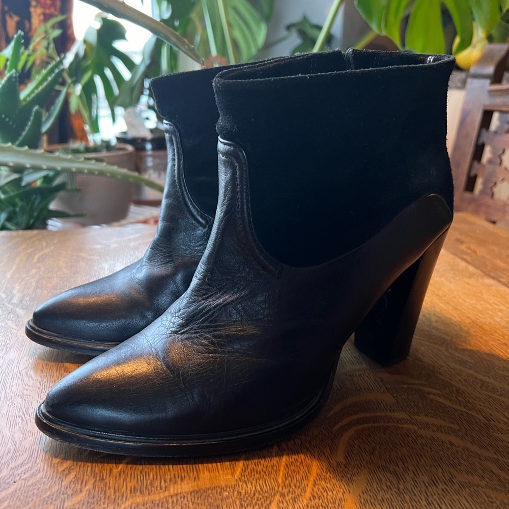 All Saints Size 40 black leather, suede booties. Chelsea